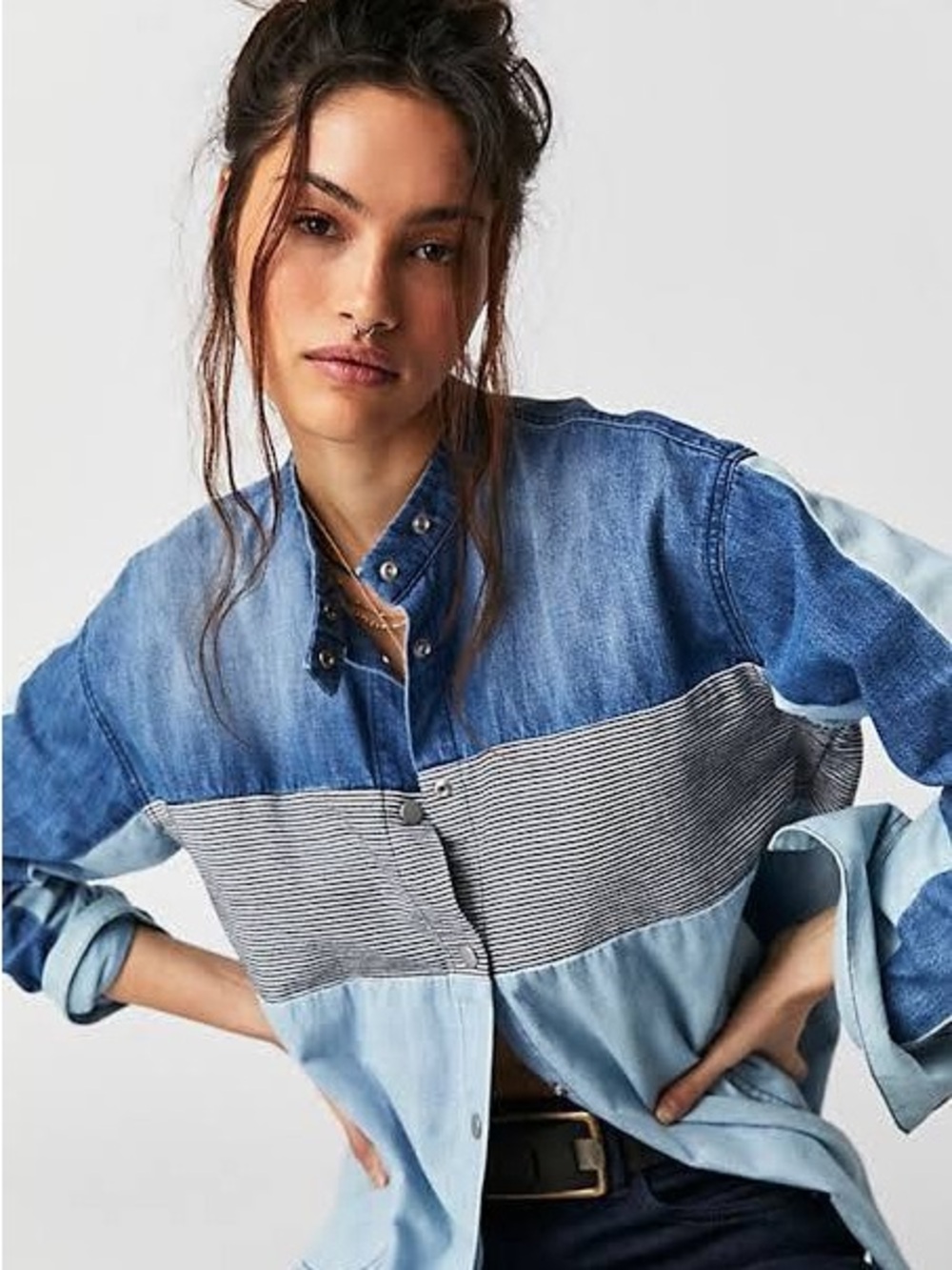 Free People - We the free - Denim Button-Down XL